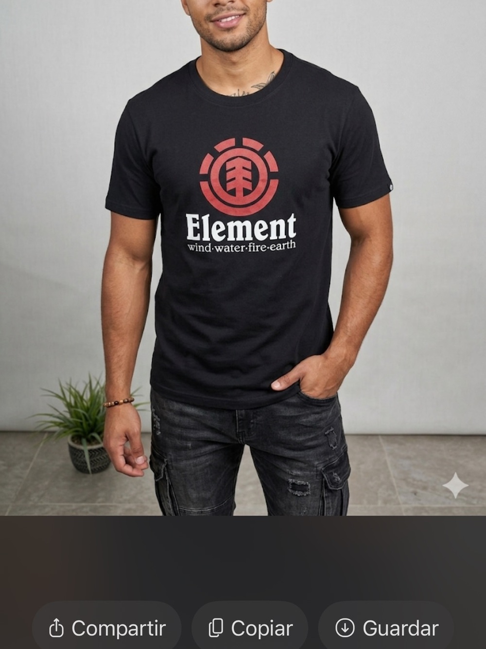 Element size S New Black Short-Sleeve Tee with Red Logo